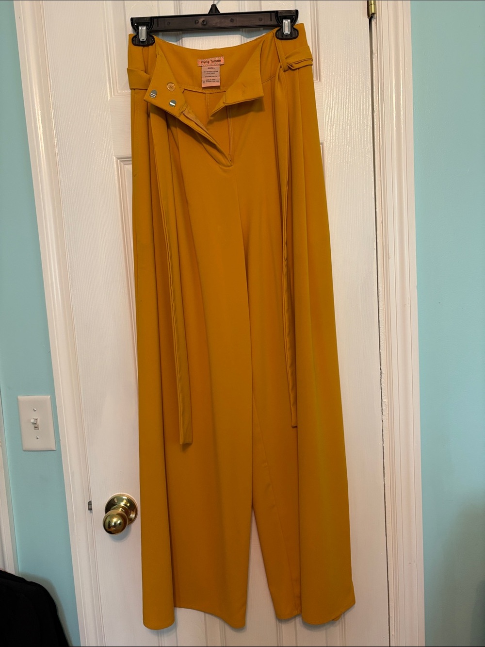 Flying Tomato Wide-Leg High Waist Pants in Mustard